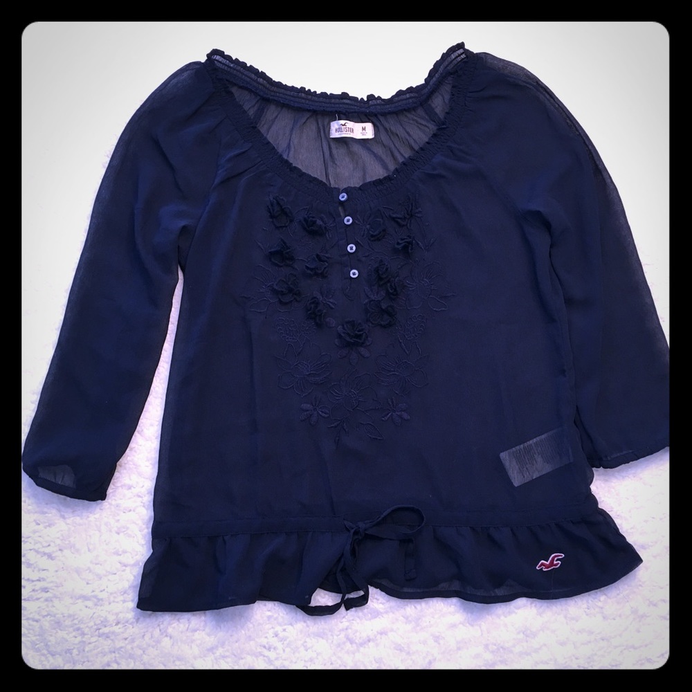 Sheer Navy Hollister Blouse
